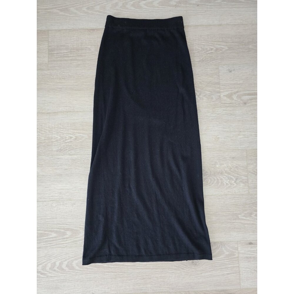Peruvian Connection Straight Pencil Pima Cotton Tencel Black Maxi Tall Skirt XS